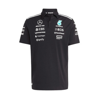 Koszulka polo męska Team czarna Mercedes AMG F1 2025